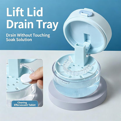 Retainer Cleaner Case Box,Storage Soak Container With Drain Tray