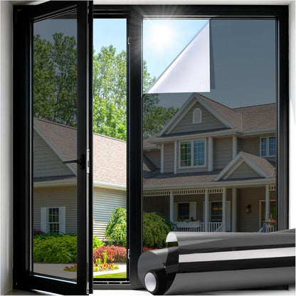 One Way Window Privacy Film 17.5" x 78.7", Window Tint for Home, Sun Blocking UV Heat Blocker