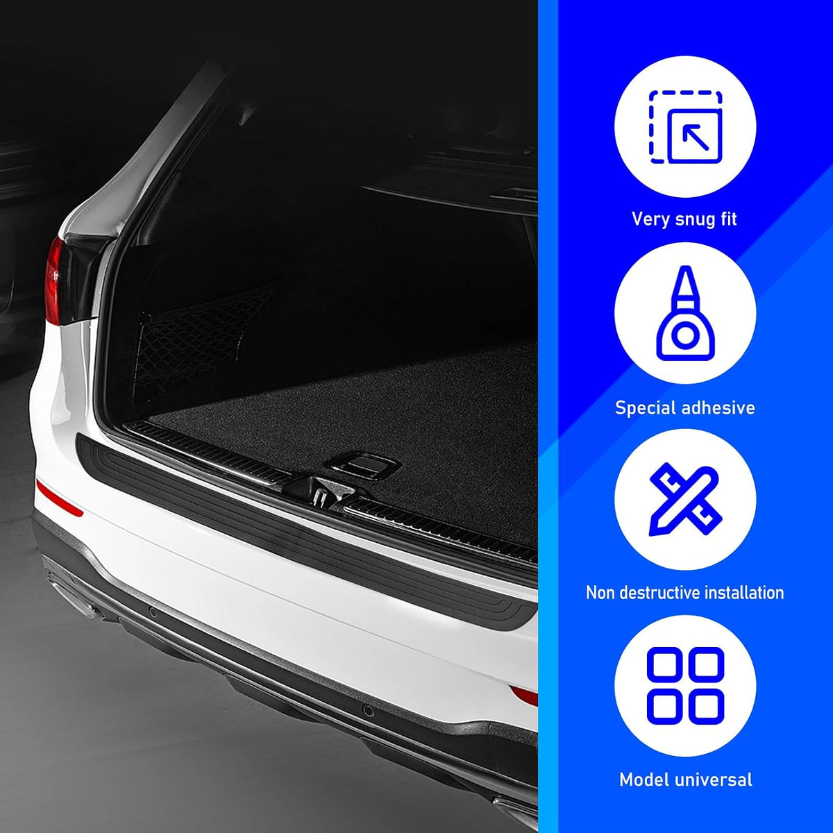 Car Rear Bumper Guard, Rubber Scratch-resistant Anti-slip Trunk Sill Protector