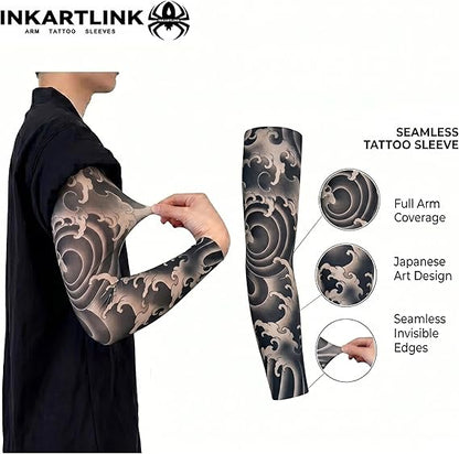 High-Elasticity Seamless Cooling Tattoo-Effect Arm Sleeves