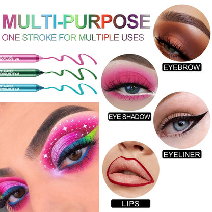 15PCS Colorful Eyeliner Pen Set with Pencil Sharpener