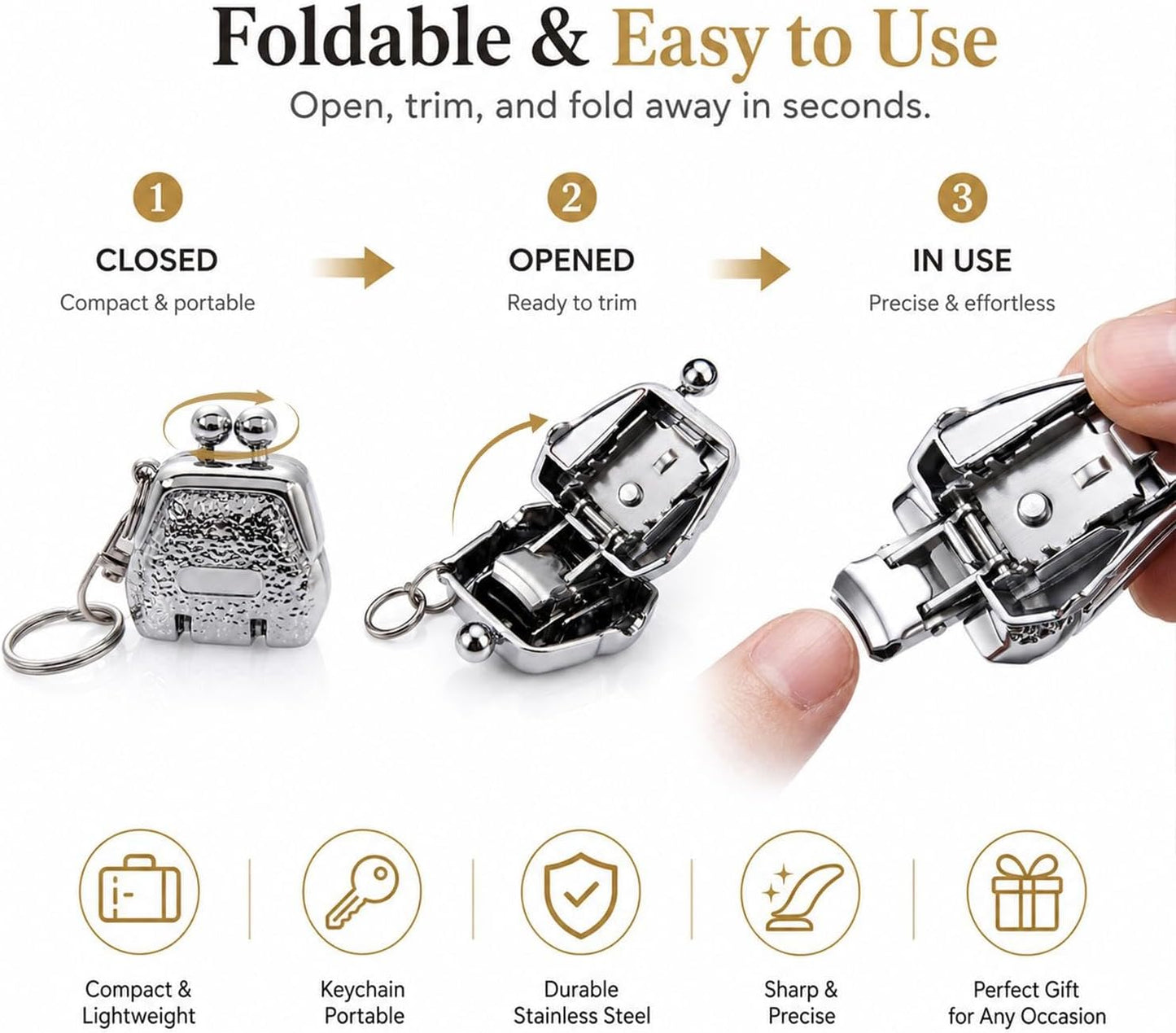 Mini Stainless Steel Nail Clipper Keychain – Portable Wallet-Style