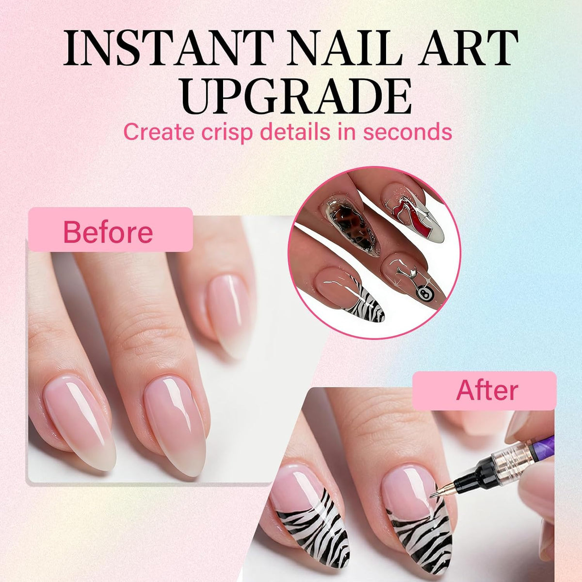 12-Color Nail Art Pen Set - 3D Quick-Drying 0.5mm Nail Polish Pens