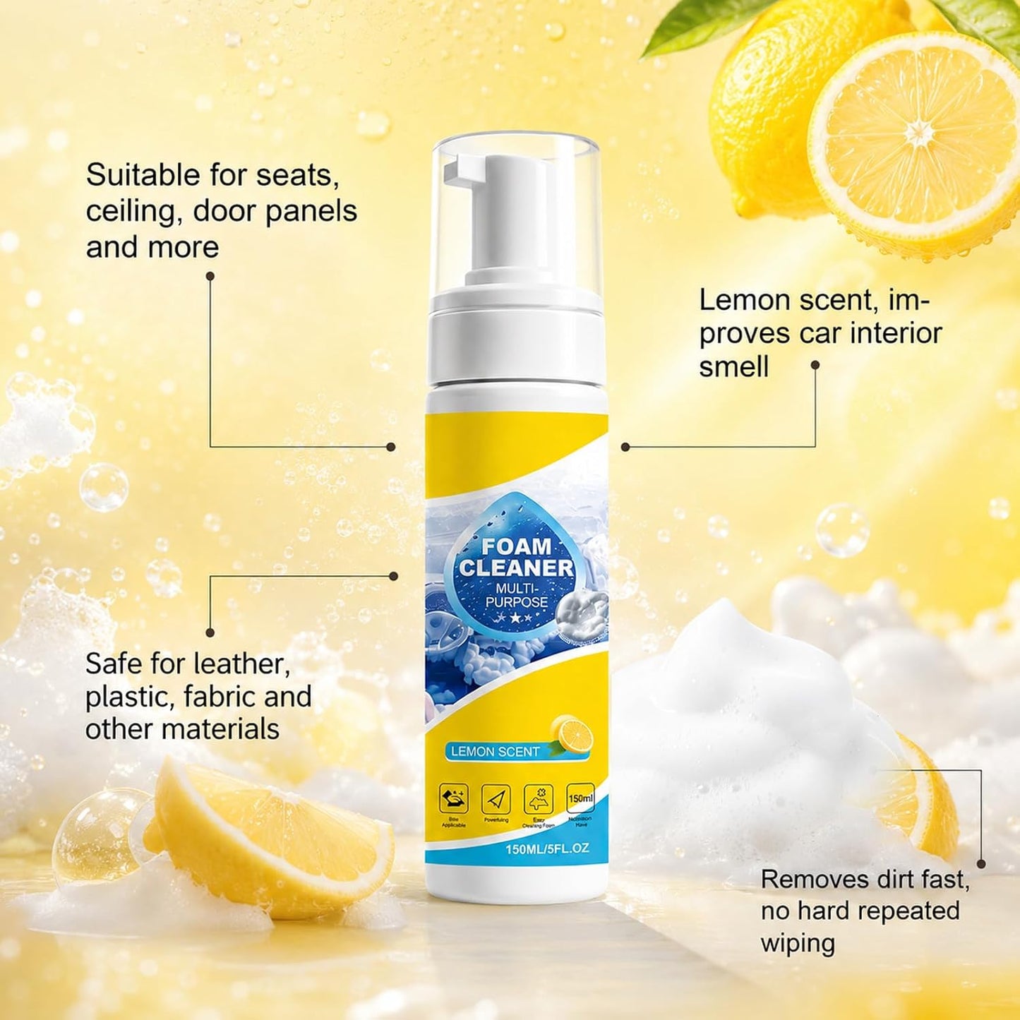 Multi-Enzyme Foam Cleaner Set, Multipurpose Car Interior Foam Cleaners