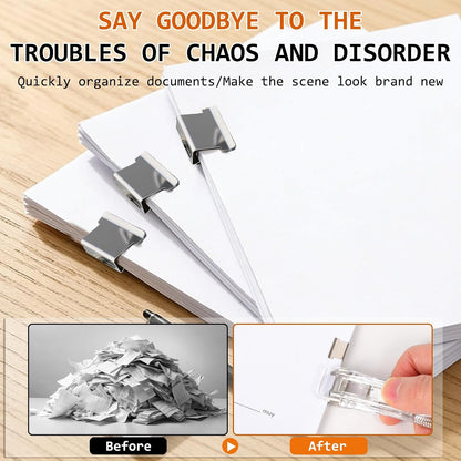 Handheld Paper Clam Clip Dispenser, No-Hole Paper Binding