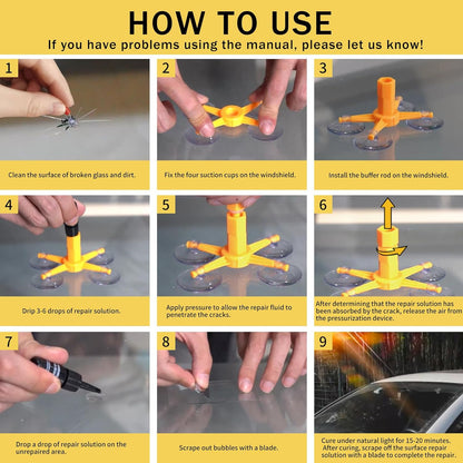 Windshield Chip Repair Kit, Quick Fix Windshield Repair Kit with Durable Fast Curing Resin