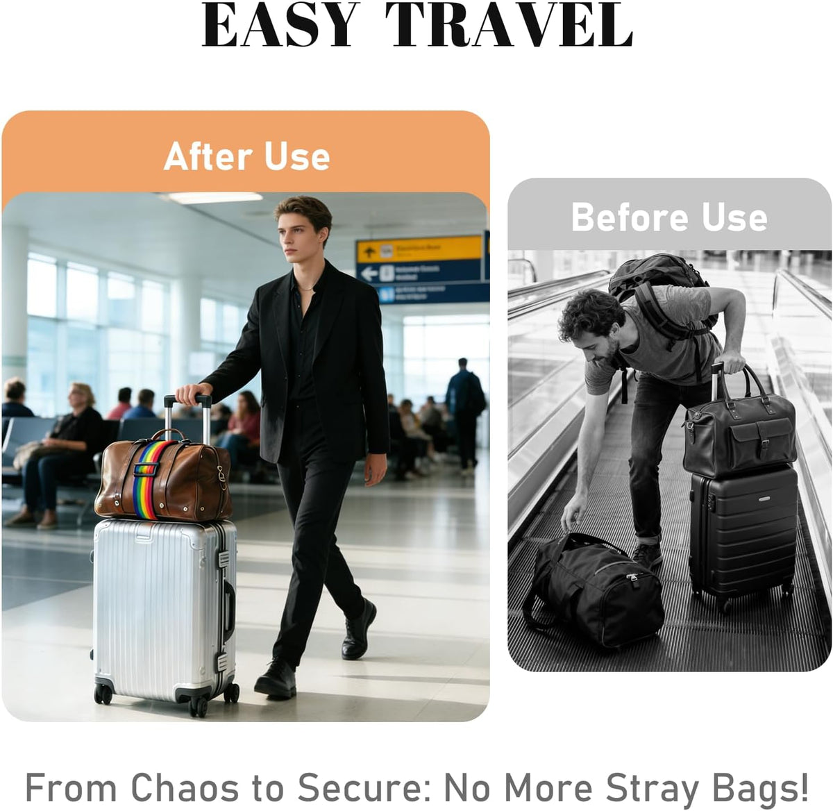 Waterproof Elastic Luggage Straps for Suitcases - Adjustable, Anti-Theft-2 Pcs