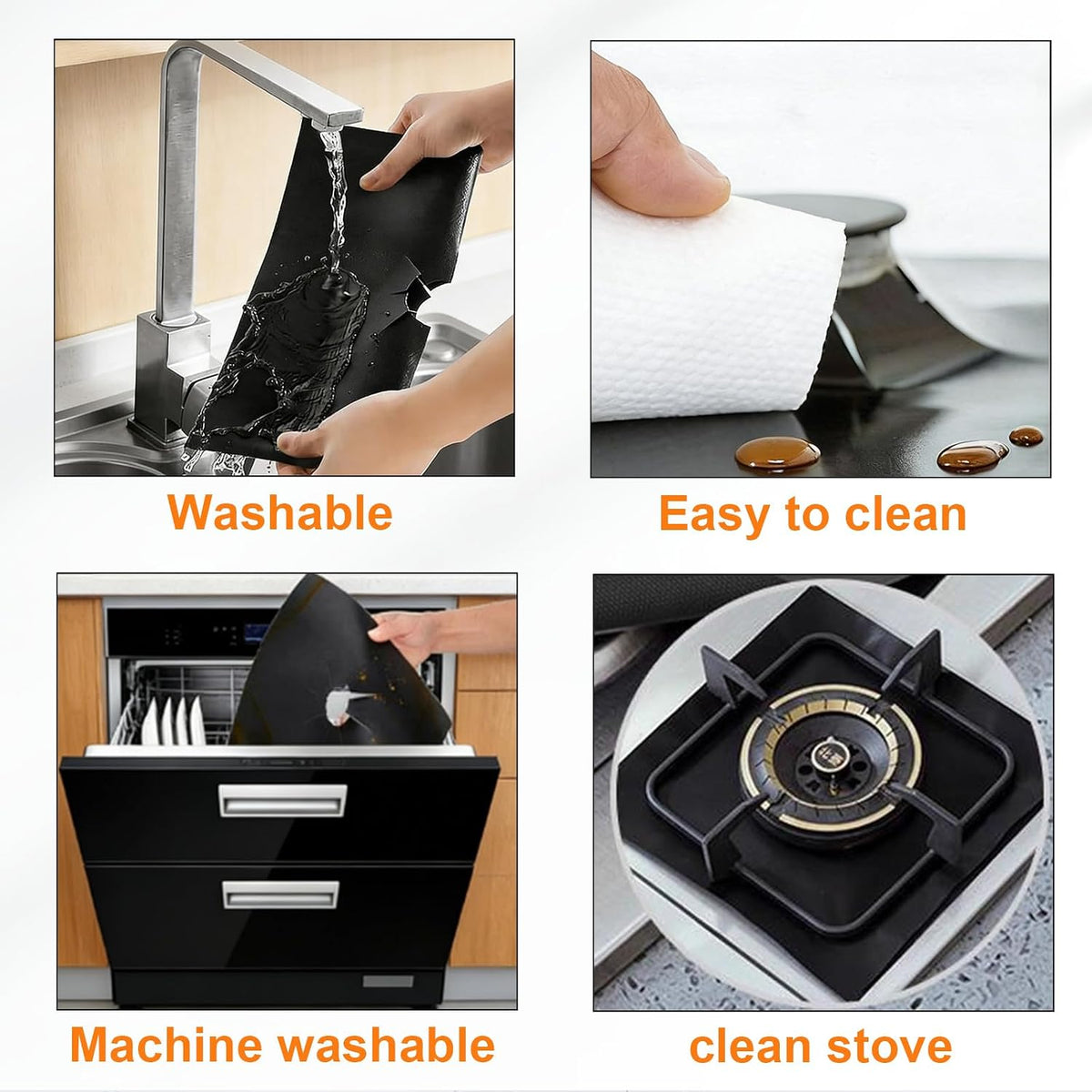 4-Pack Gas Stove Burner Covers — Thick, Non-Stick, Reusable Stove Liners