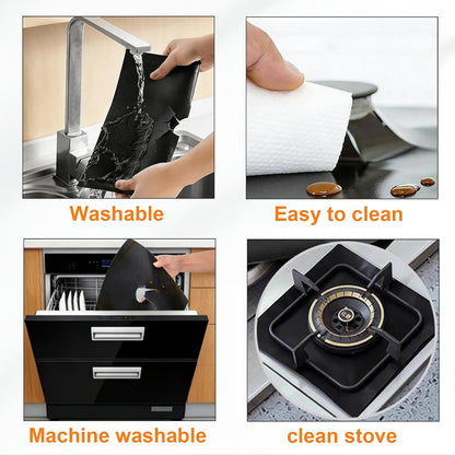 4 Pack Gas Stove Burner Covers — Thick, Non-Stick, Reusable Stove Liners
