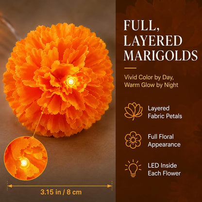 Lighted Marigold Garland String Lights 9.8 FT – 20 LED