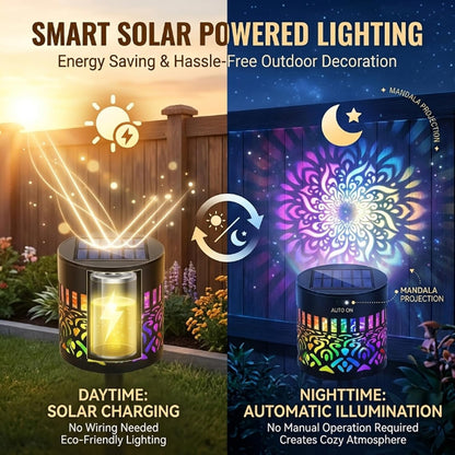 Outdoor Solar Mandala Light – Waterproof Metal Solar Fence Light