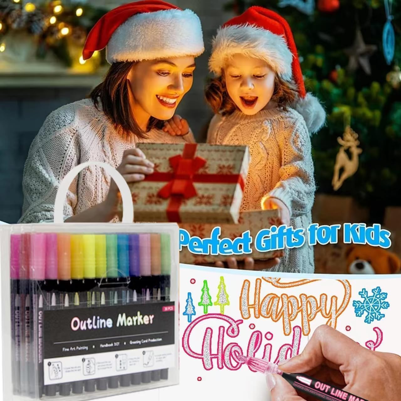 Double-Line Outline Pens Set – DIY Colorful Highlighter Markers