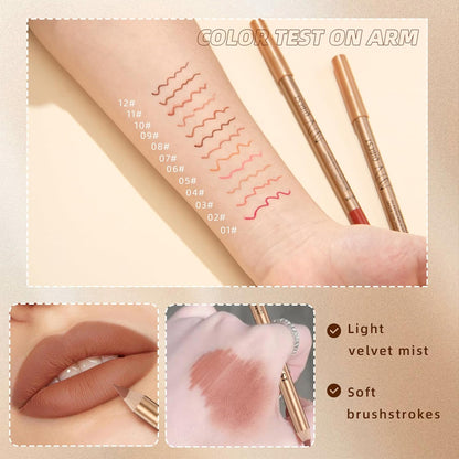 12 Colors Lip Liner Set Waterproof Lipstick High Pigmented
