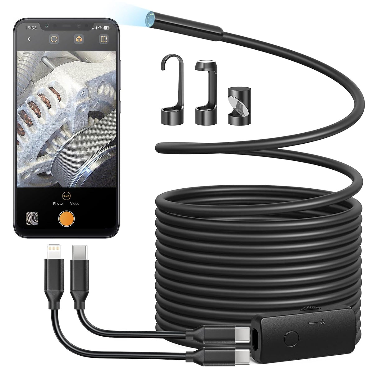 Endoscope Camera with Light, Endoscope with Semi-Rigid Snake Camera