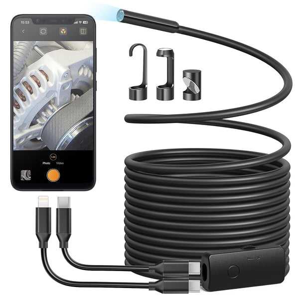 Endoscope Camera with Light, Endoscope with Semi-Rigid Snake Camera