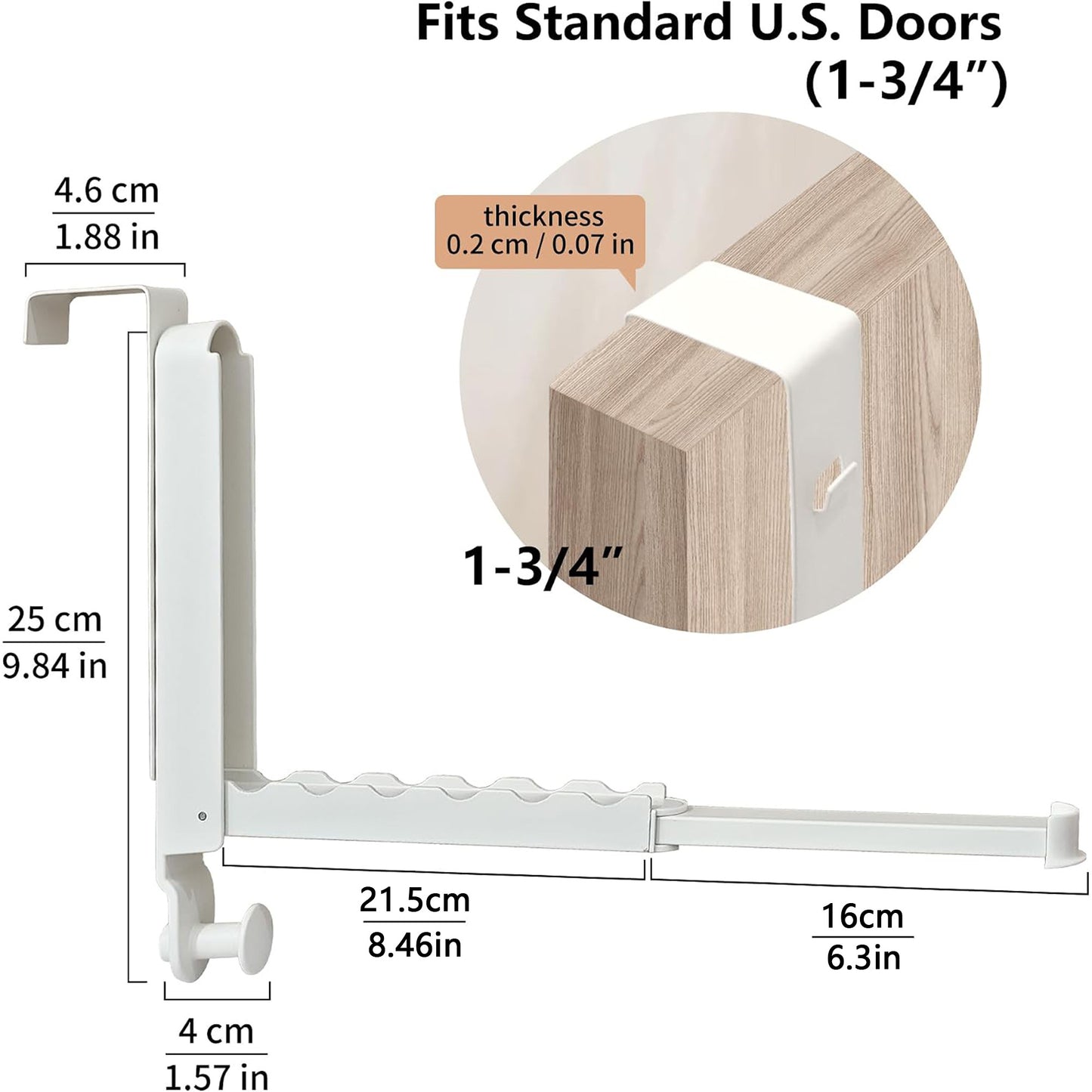 Door Hooks Hanger Fit Door up to 1 3/4" No drilling