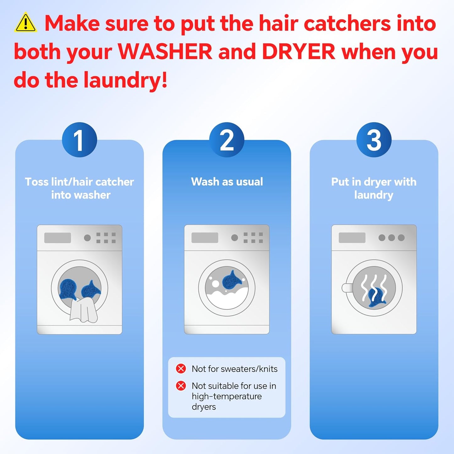 6 PCS Pet Hair Remover for Laundry – Reusable Washing Machine Lint & Fur Catcher