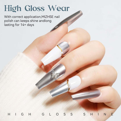 Silver Mirror Nail Polish, Quick Dry Metallic Nail Polish High Shine