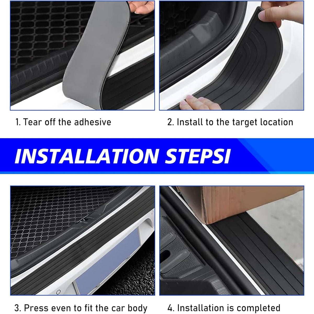 Car Rear Bumper Guard, Rubber Scratch-resistant Anti-slip Trunk Sill Protector
