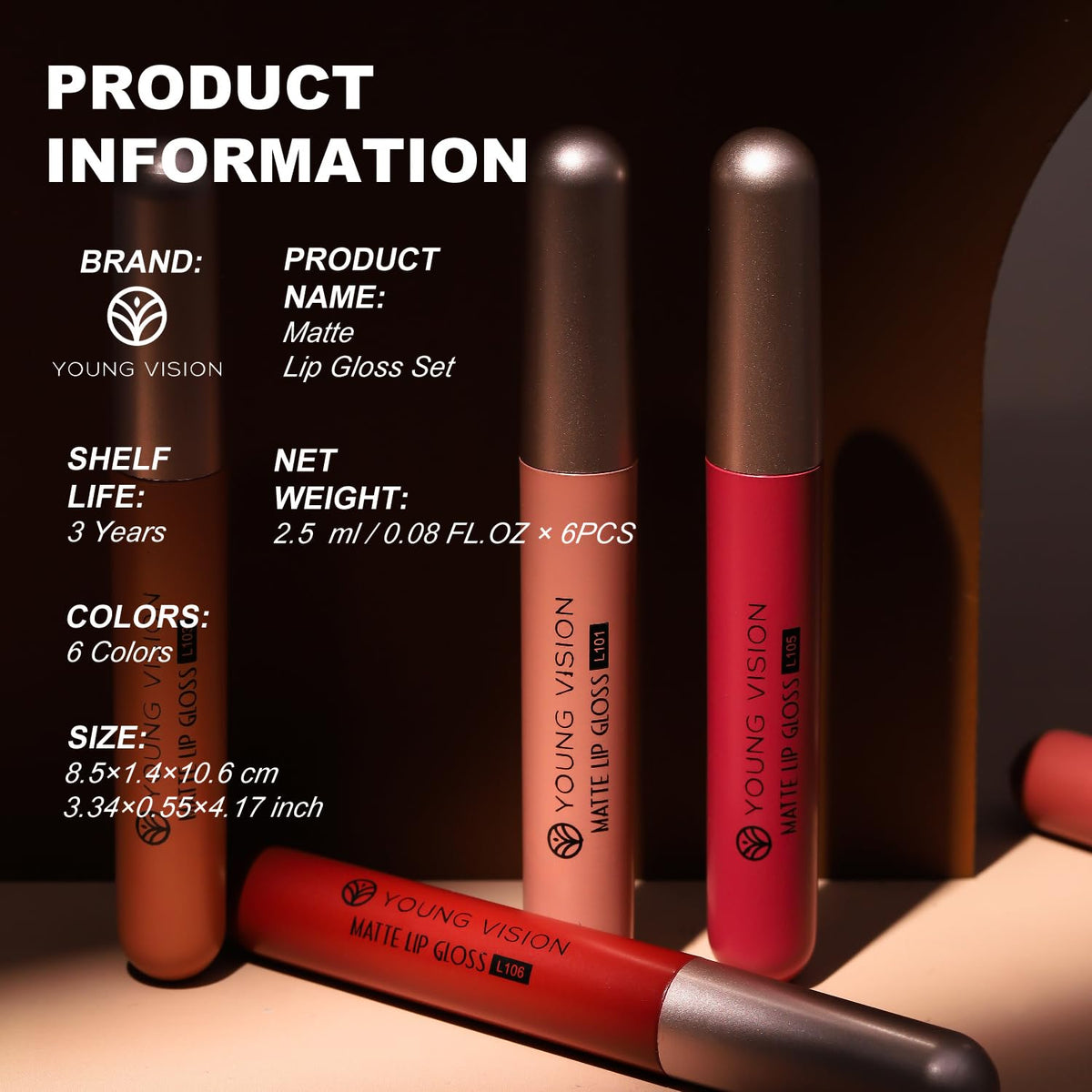 6 Pcs Matte Nude Liquid Lipstick Set