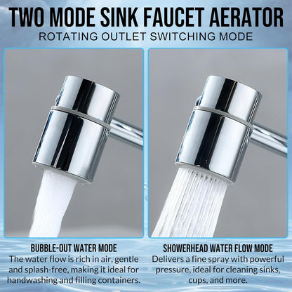 Universal 1440° Rotating Faucet Aerator Extender, Dual Spray Nozzle Mode