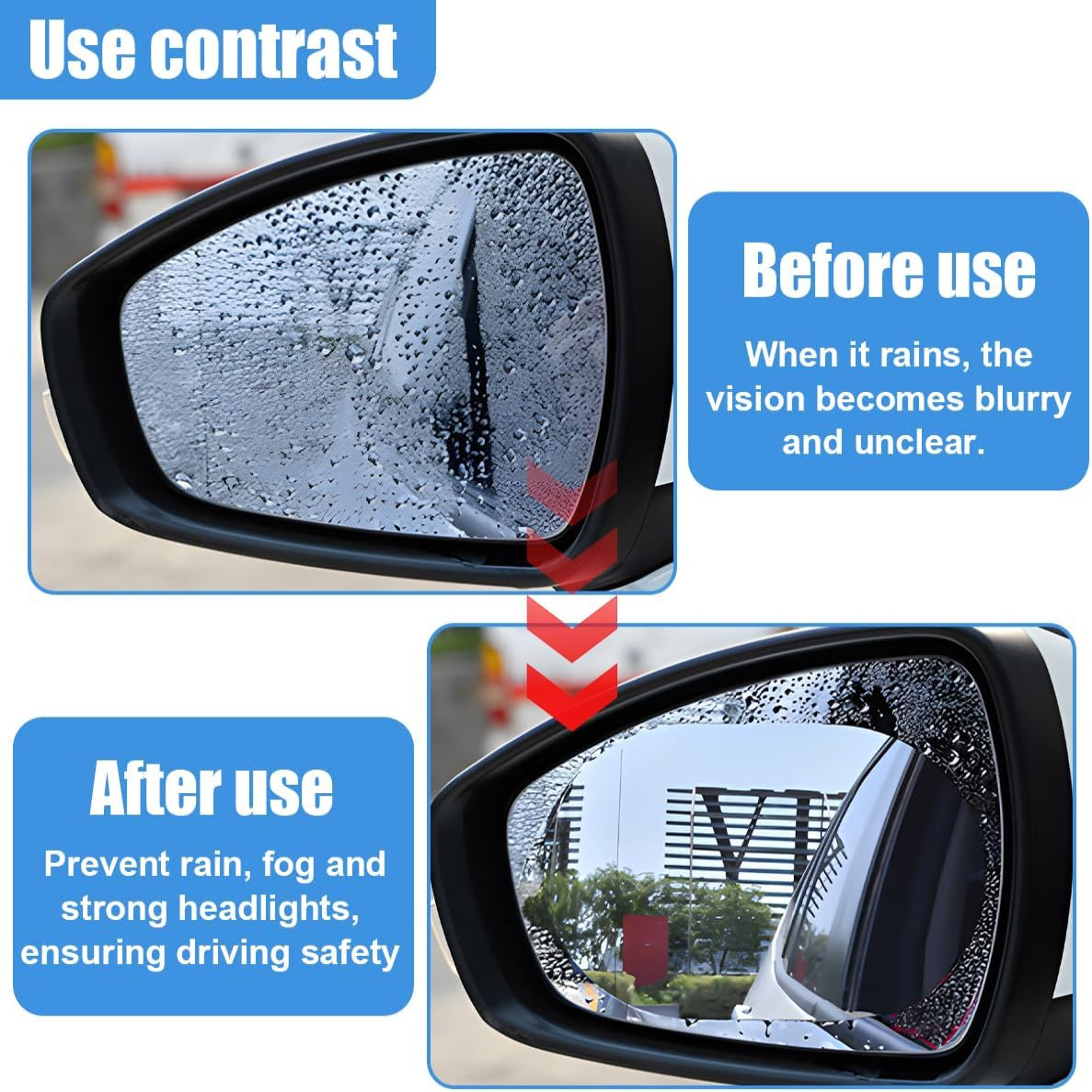 4PCS Waterproof Car Window Film for Rain