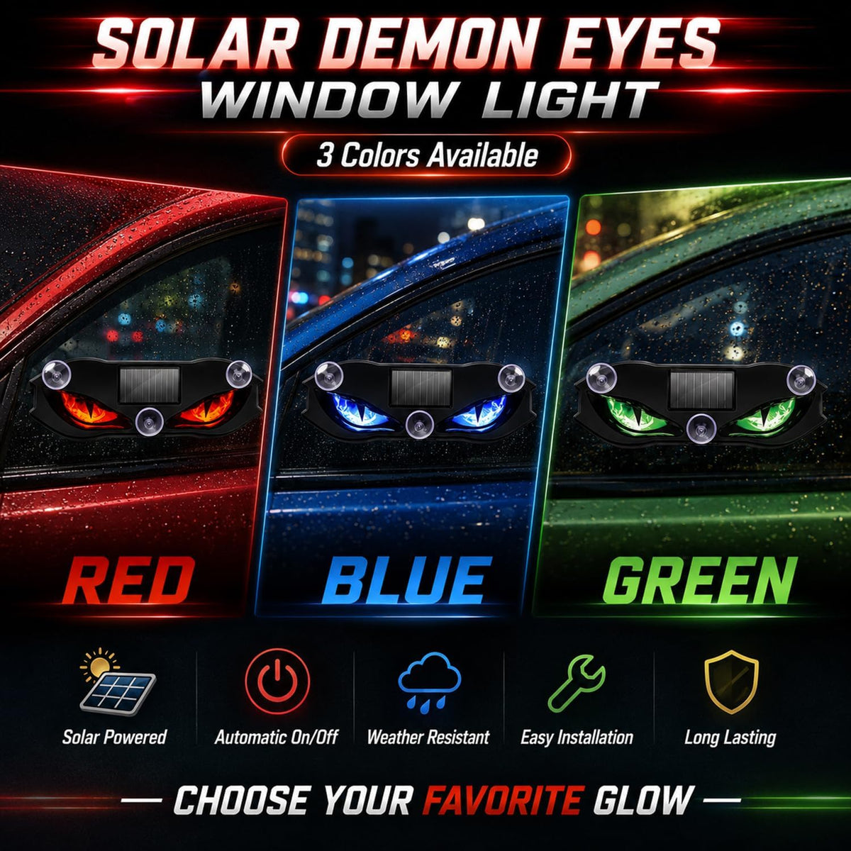 Solar-Powered Car Warning Lights - Smart Sensor Waterproof