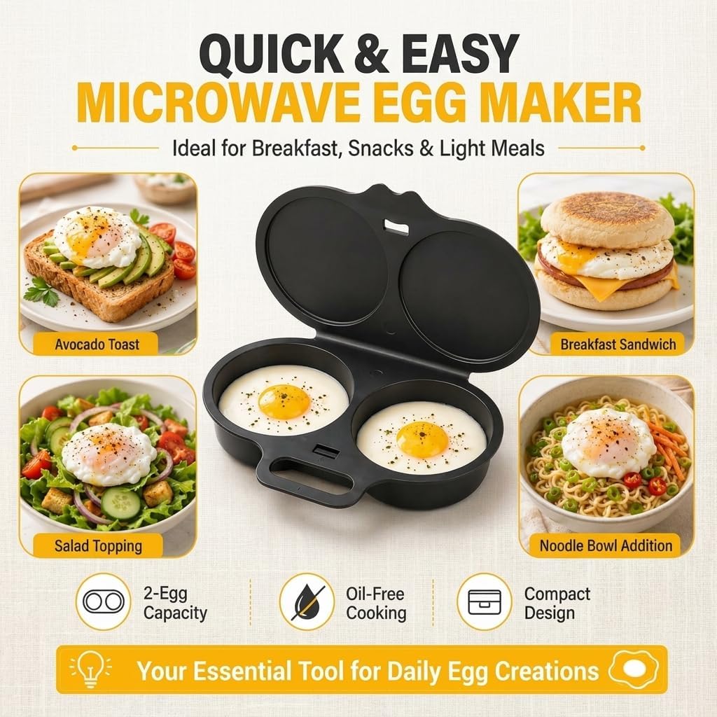2026 Upgraded Dual-Cavity Microwave Egg Cooker -2 Pack