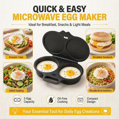 2026 Upgraded Dual-Cavity Microwave Egg Cooker -2 Pack