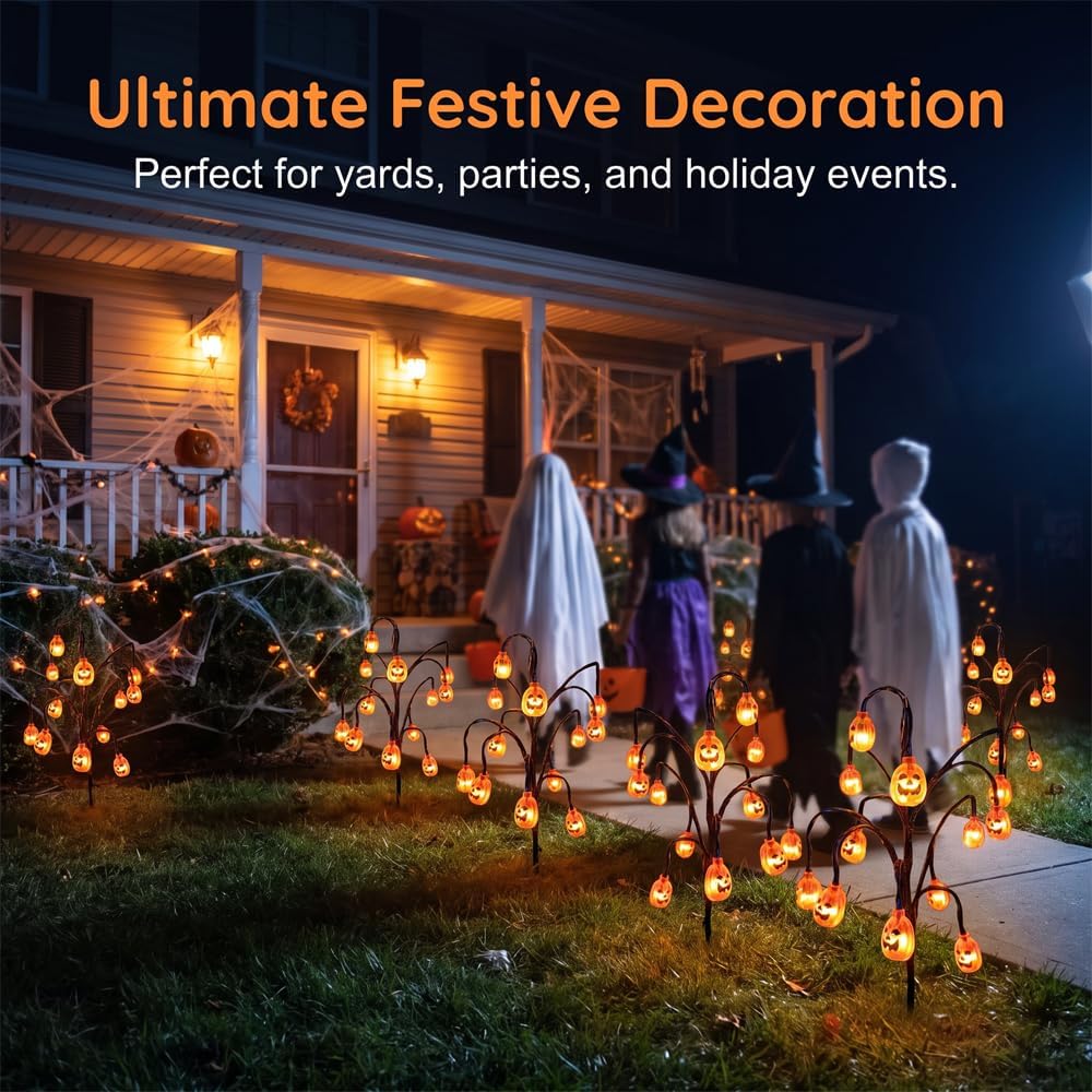 12 Pcs Halloween Solar Tree Stump Light Waterproof Garden Stake Light