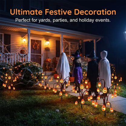 12 Pcs Halloween Solar Tree Stump Light Waterproof Garden Stake Light
