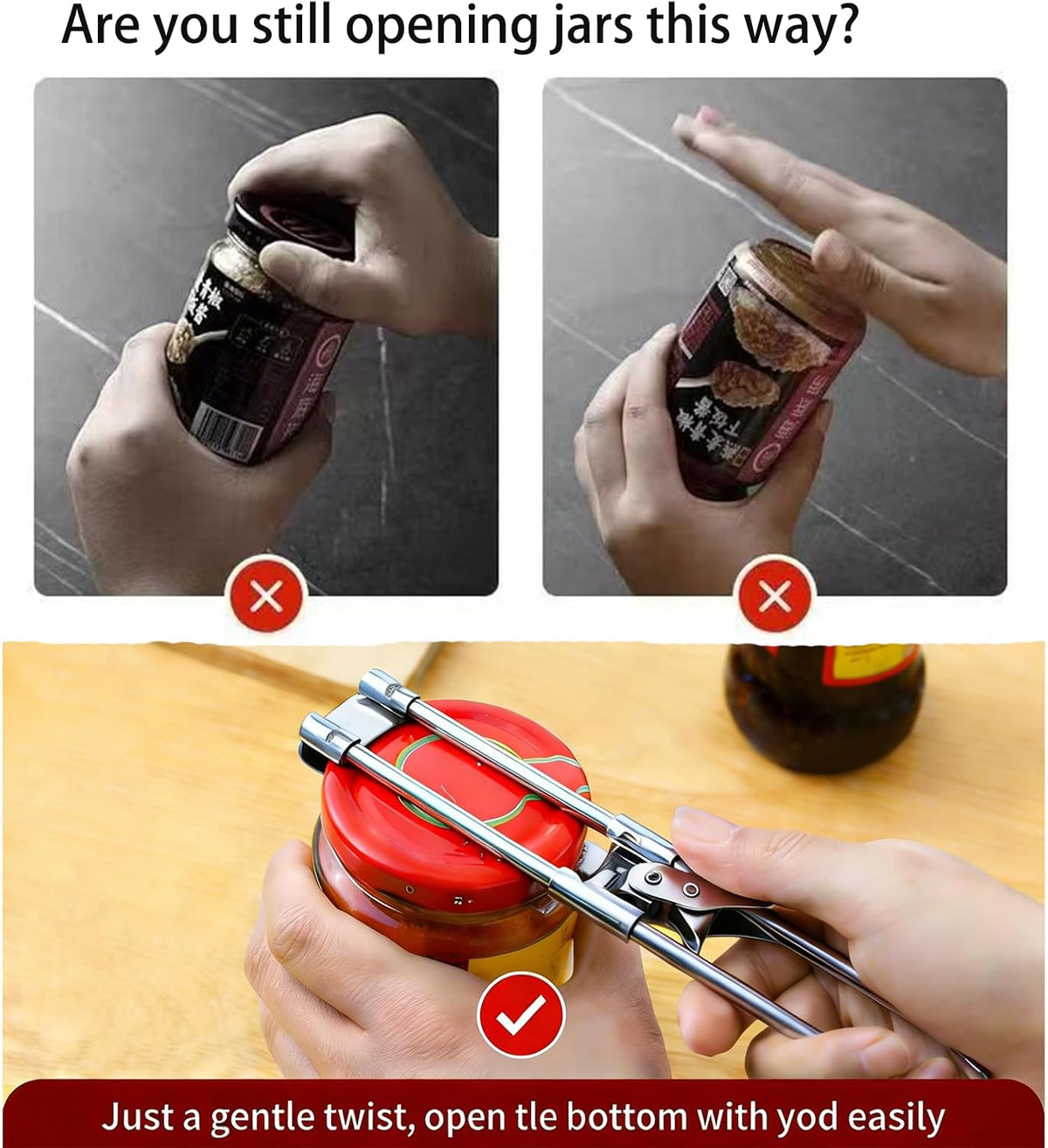Jar Opener for Weak Hands, Multifunctional Adjustable Can Opener