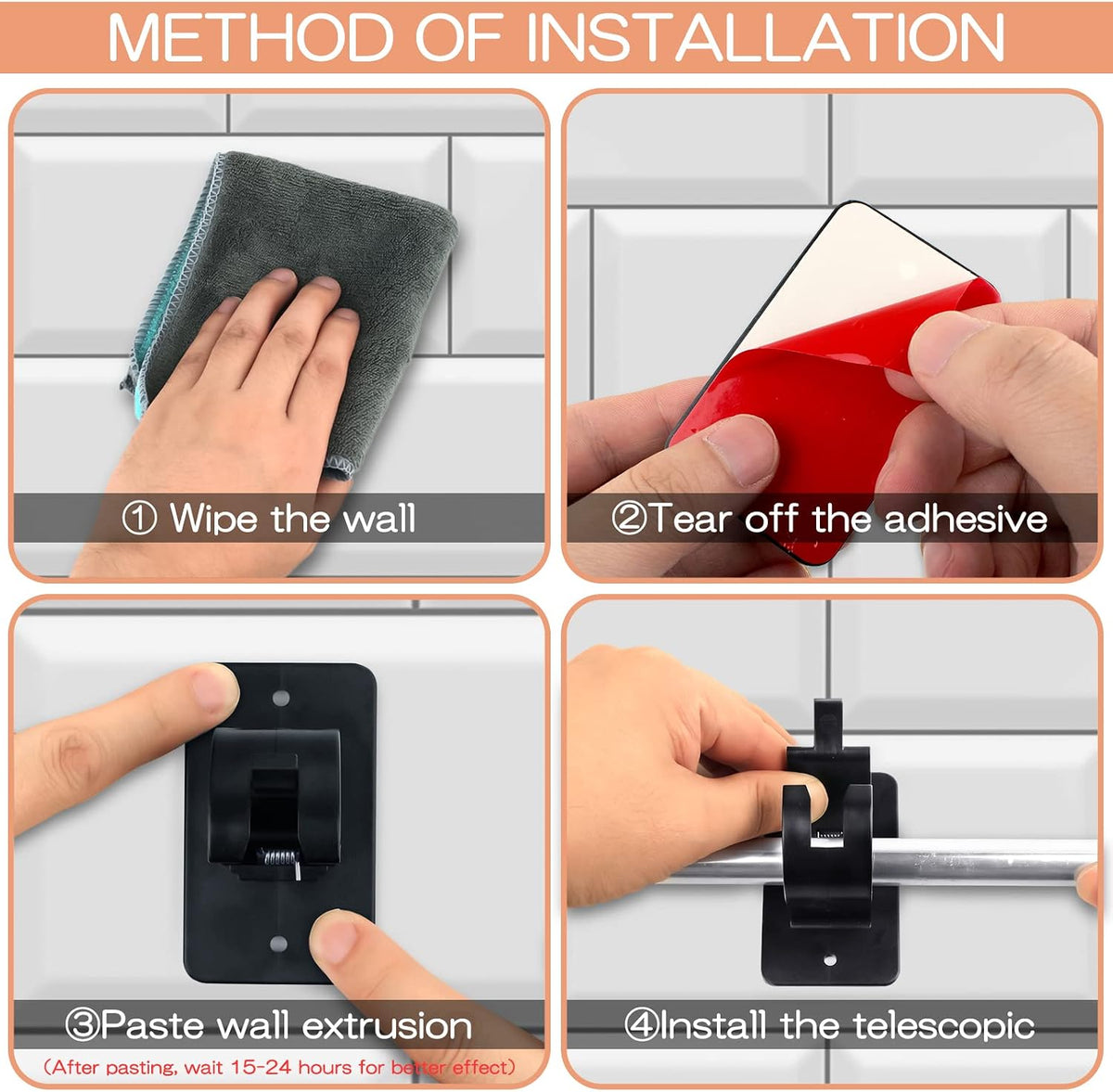 10-Pack No-Drill Self-Adhesive Multifunctional Acrylic Gel Curtain Rod Holder Hooks