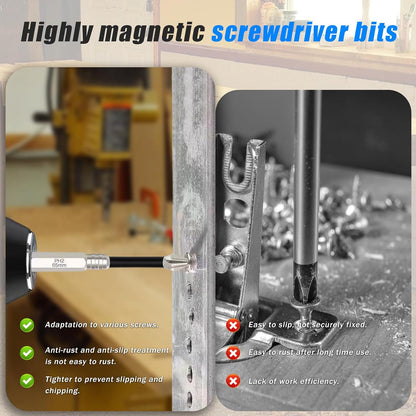 High Magnetic Screwdriver Drill Bit Set, 25 50 65 70 75 90 100 120 150mm (9Pcs)