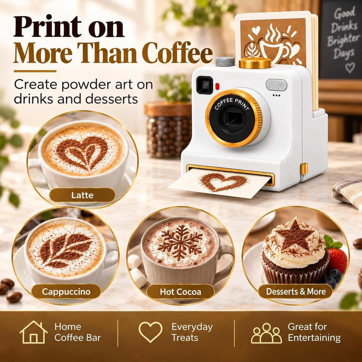 3D Printed Latte Art Camera Coffee Printer One-Click Coffee Stencils Tool