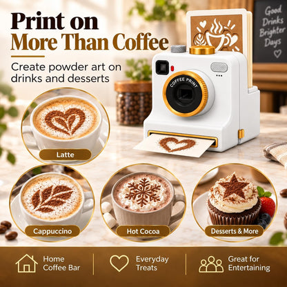 3D Printed Latte Art Camera Coffee Printer One-Click Coffee Stencils Tool