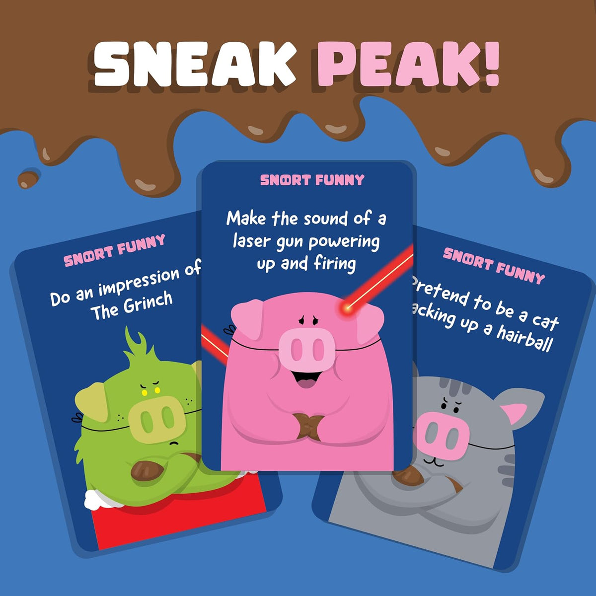 Hilarious Try Not to Laugh Party Game with 5 Pig Noses & 150 Challenge Cards