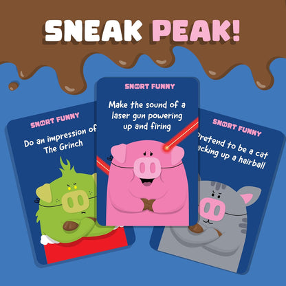 Hilarious Try Not to Laugh Party Game with 5 Pig Noses & 150 Challenge Cards