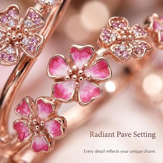 Peach Blossom Ring - Pink Peach Blossom Flower Branch Open Ring