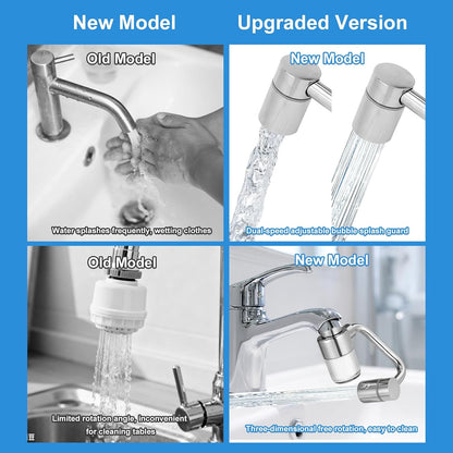 Universal 1440° Rotating Faucet Aerator Extender, Dual Spray Nozzle Mode