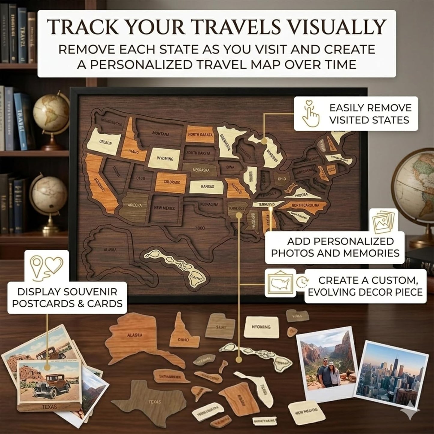 Wooden USA Travel Map Puzzle