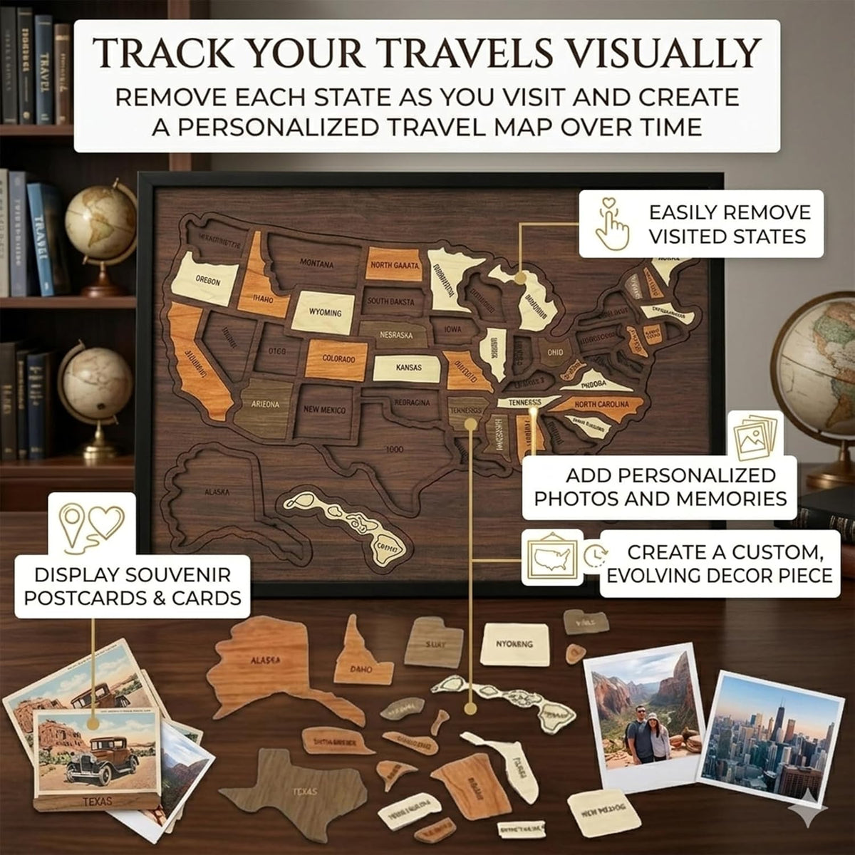 Wooden USA Travel Map Puzzle