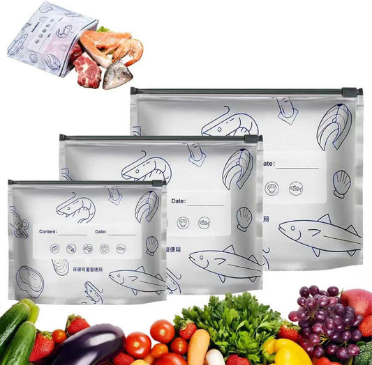 Upgrade Reusable Food Storage Bags with Label and Zip Lock