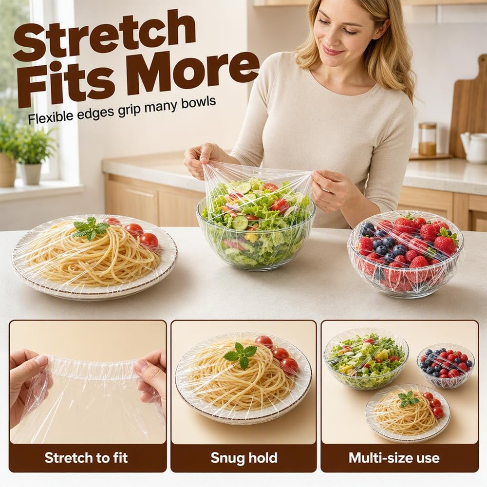 300 Pcs Disposable Stretch Food Cover Elastic Bowl Covers