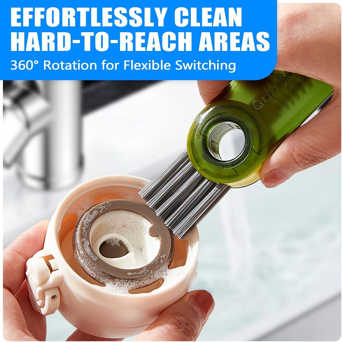 3-in-1 Multifunctional Cup Lid Crevice Cleaning Brush Set