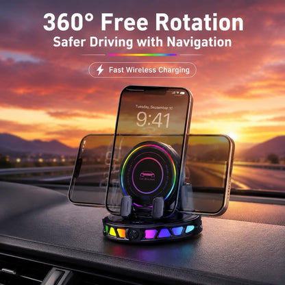 Electric Magnetic Wireless Charging Car Phone Mount with RGB Ambient Light