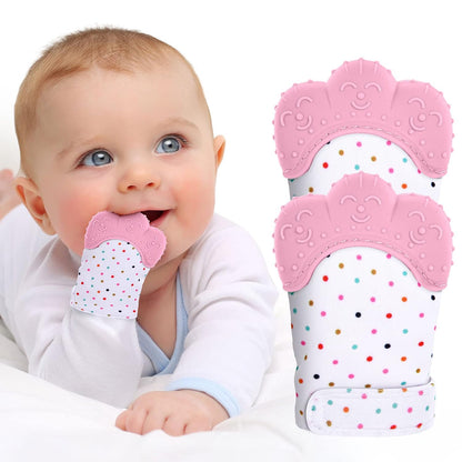 2Pack Silicone Teething Mitt for 0-12 Months