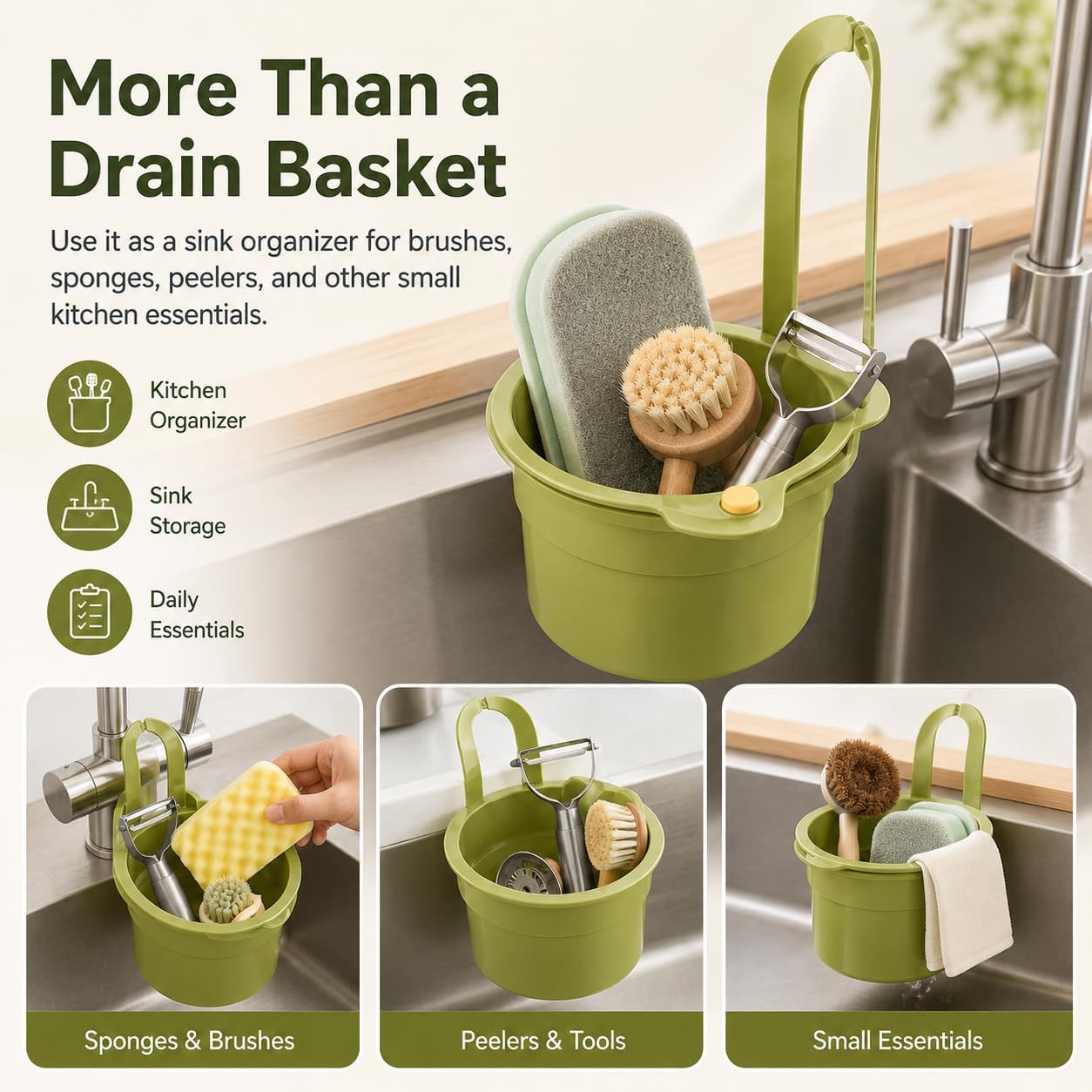Hanging Sink Drain Basket for Kitchen Faucet Food Catcher