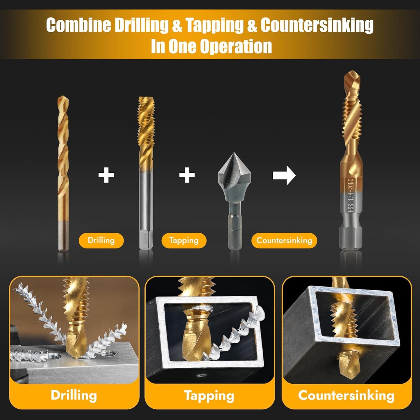 6 PCS Metric Tap and Drill Bit Set Metric Drill Bits