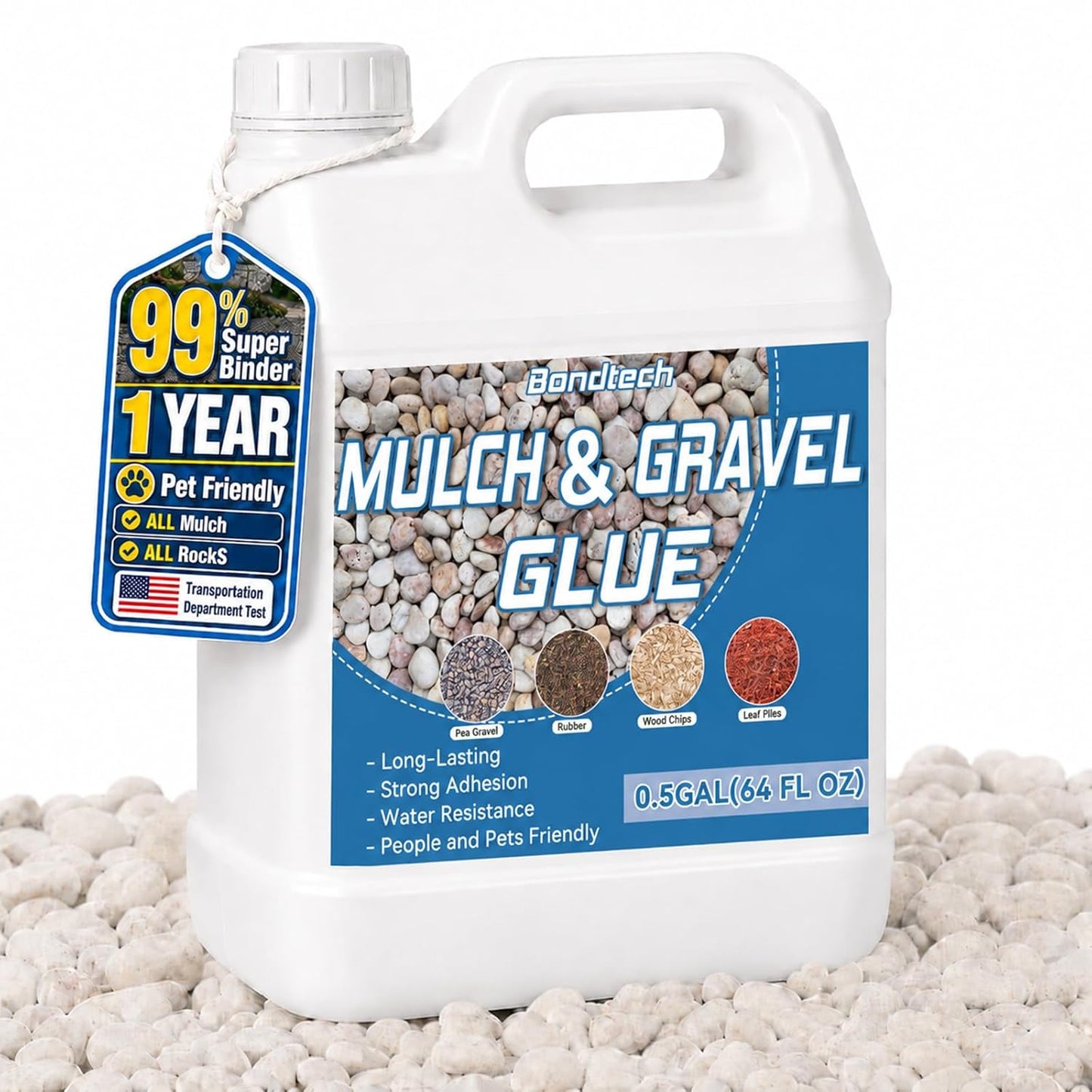 Ready to Use Mulch Glue, Gravel Binder Rubber Mulch Lock Adhesive, Heavy Rain Windproof for Gardens